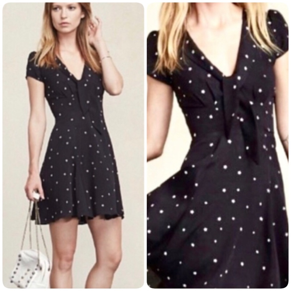 Reformation Limestone Starburst Star Mini Dress Size 2 Petite Black